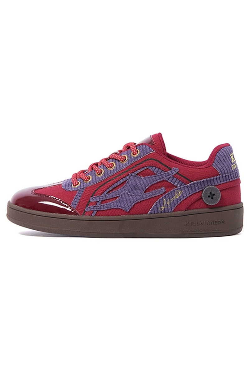 Coral Red Retro Trainer Sneakers