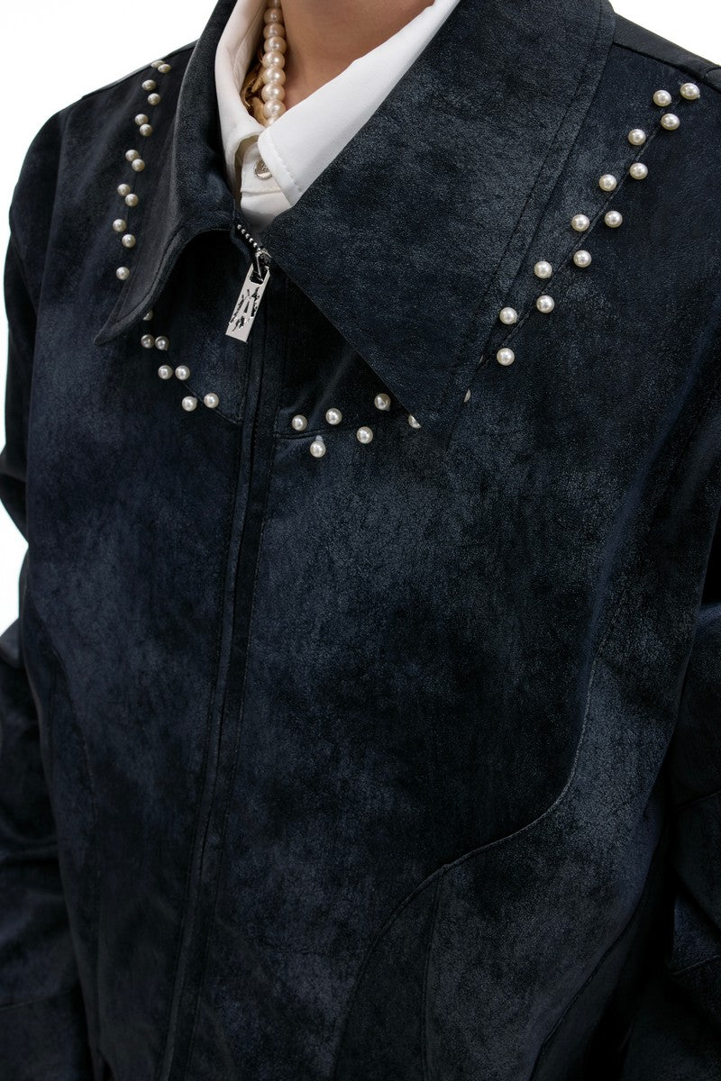 Pearl Detail Textured Jacket