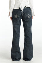 Vintage Gem Print Flared Jeans