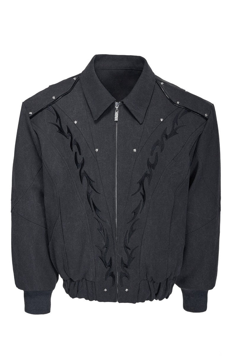 Washed Canvas Studded Jacket