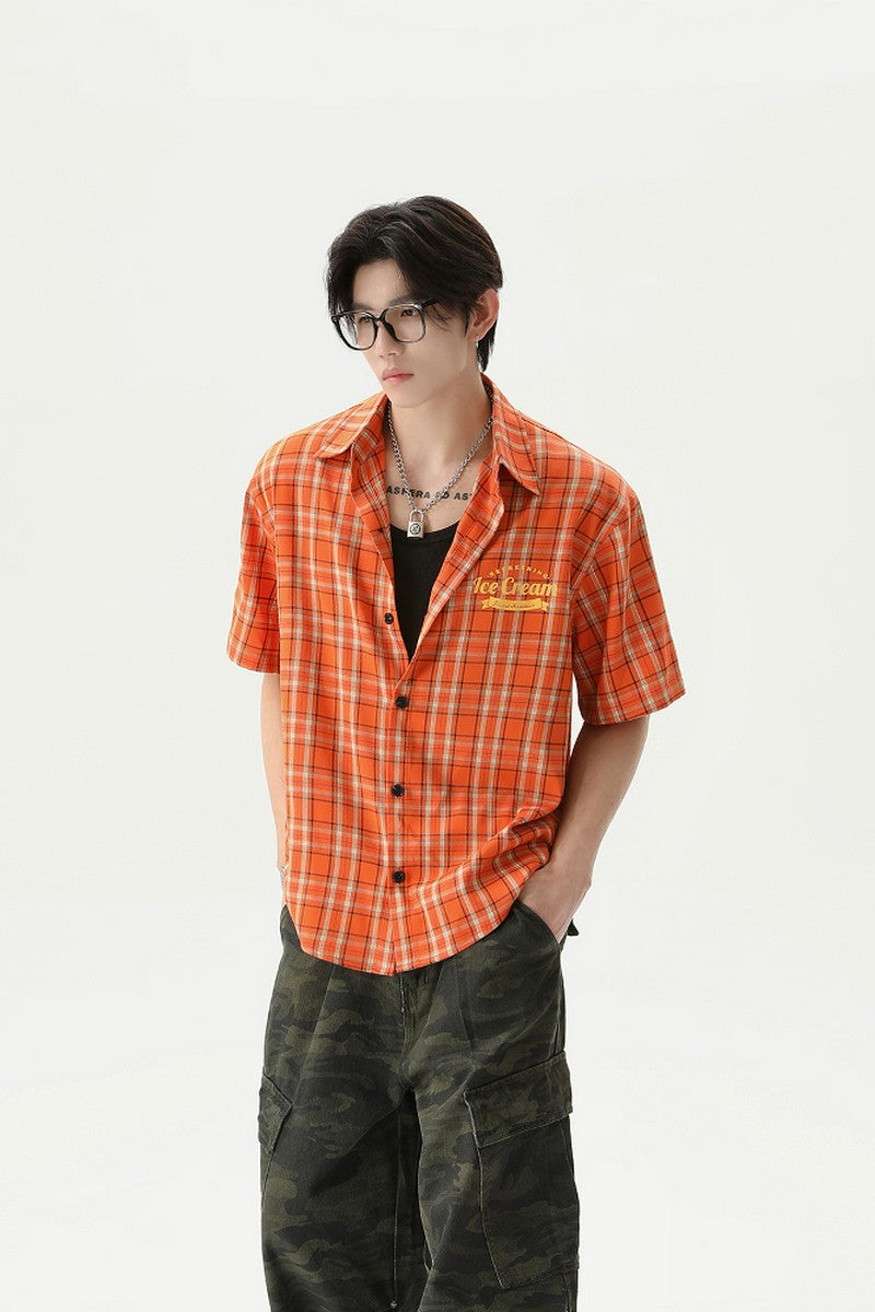 Retro Plaid Short Sleeve Shirt