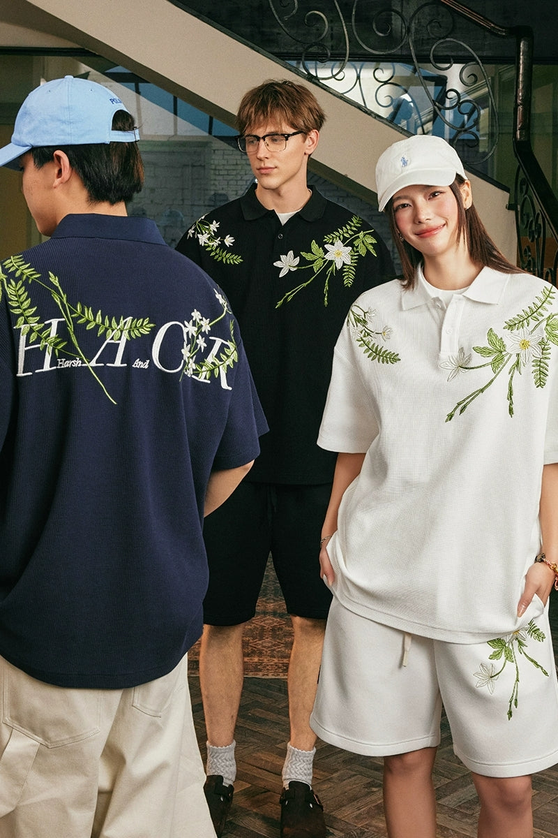 Embroidered Floral Wreath loose Polo