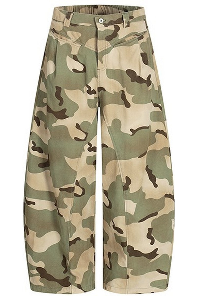 Camo Pleated Wide Leg Pants