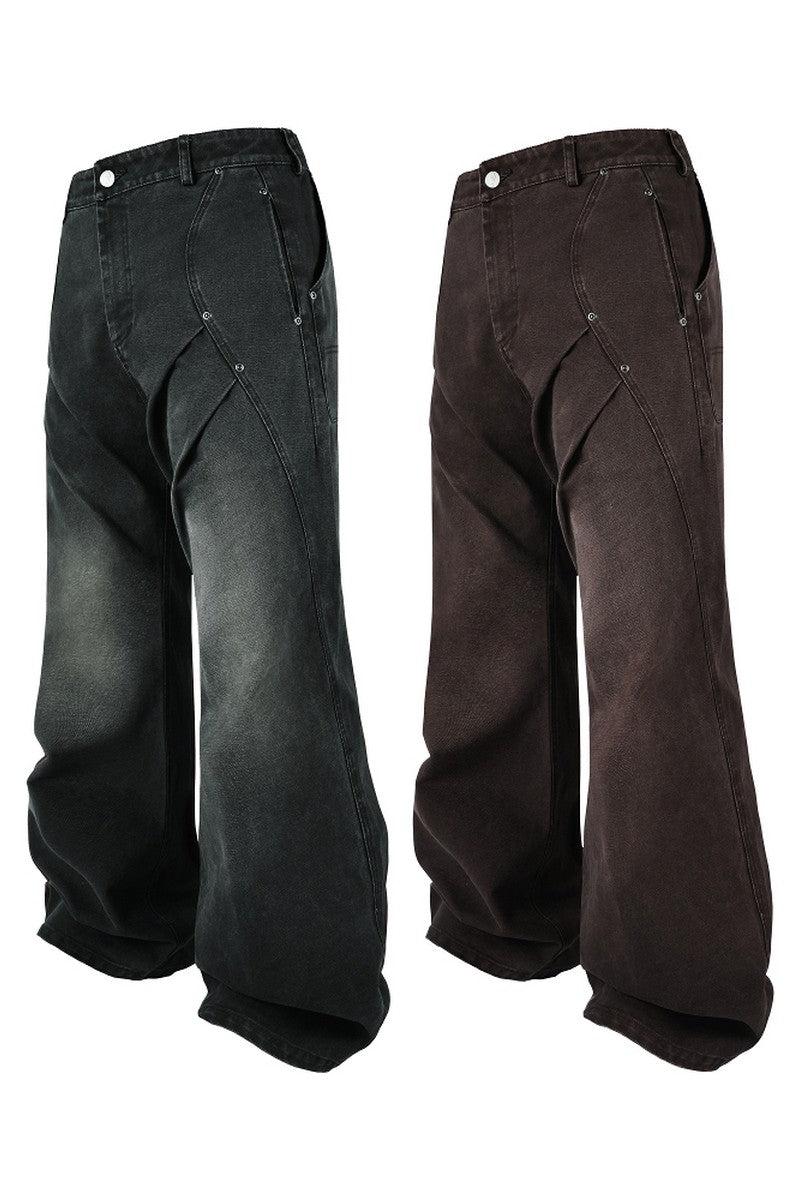 Washed Pleated Work Pants