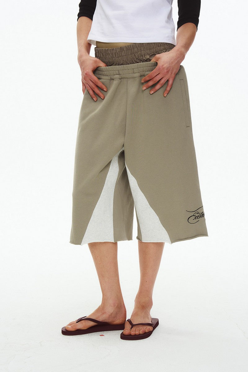 Plaid Double Waist Sweatshorts