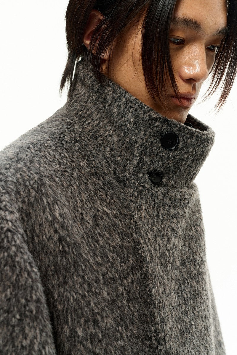 Pleated Cocoon Wool Overcoat