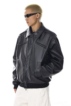 Distressed Textured Biker Jacket