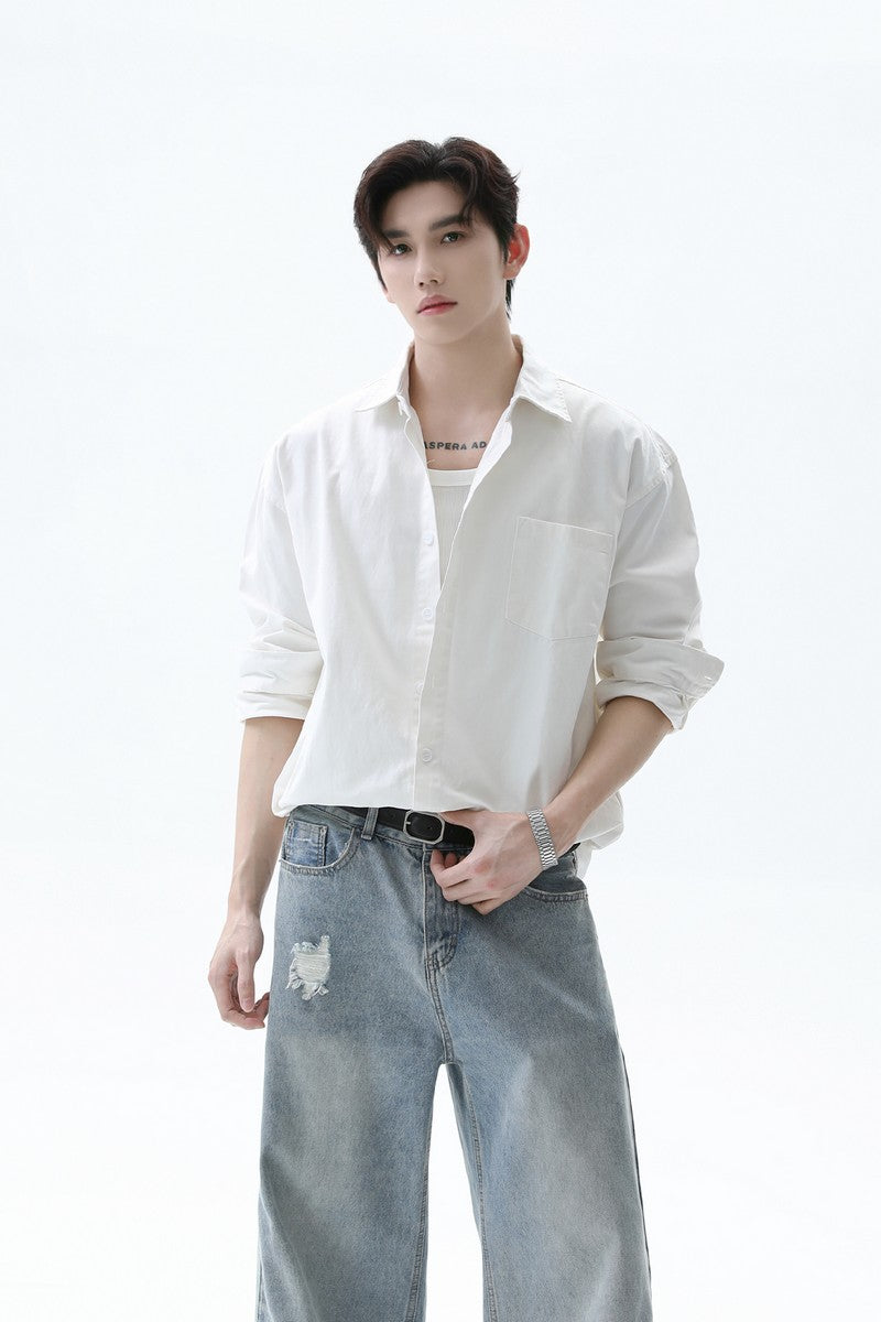 Washed Cotton Minimal Shirt