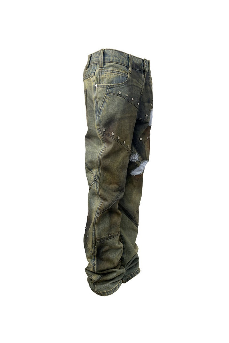 Rust Rivet Washed Jeans