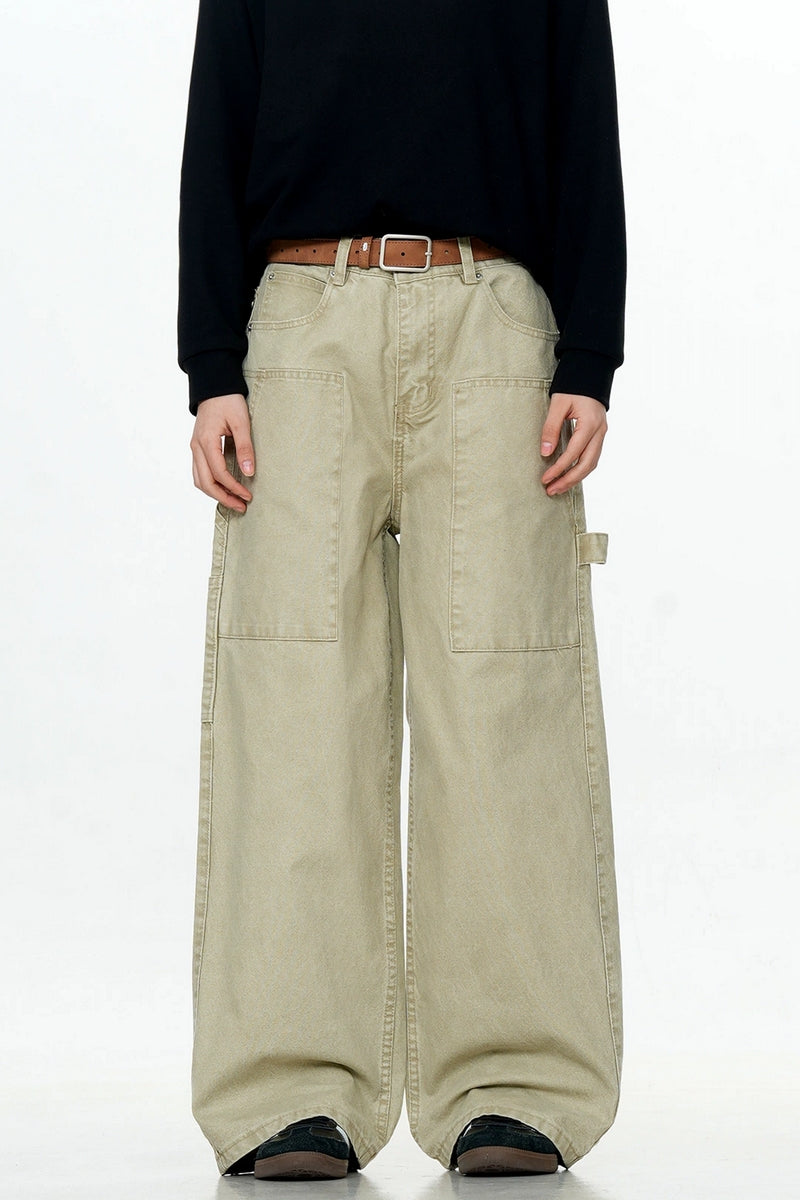 Patchwork Wide-Leg Cargo Pants