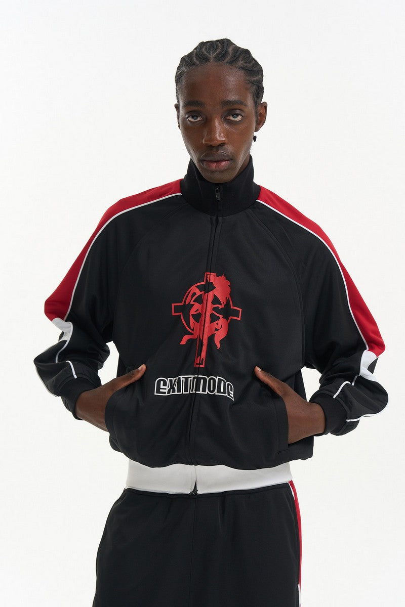 Horse Print Relaxed Track Jacket