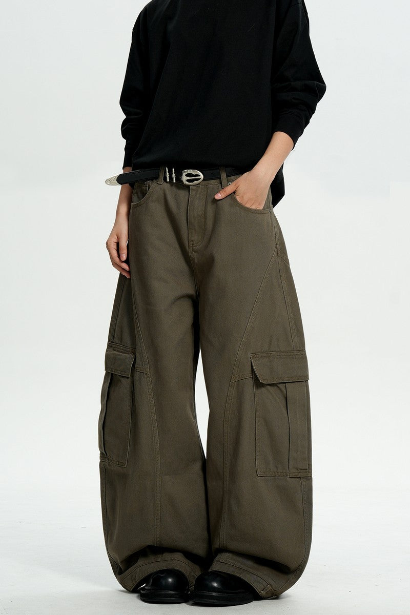 Brown Deconstructed Cargo Pants