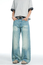 Washed Blue Straight Jeans