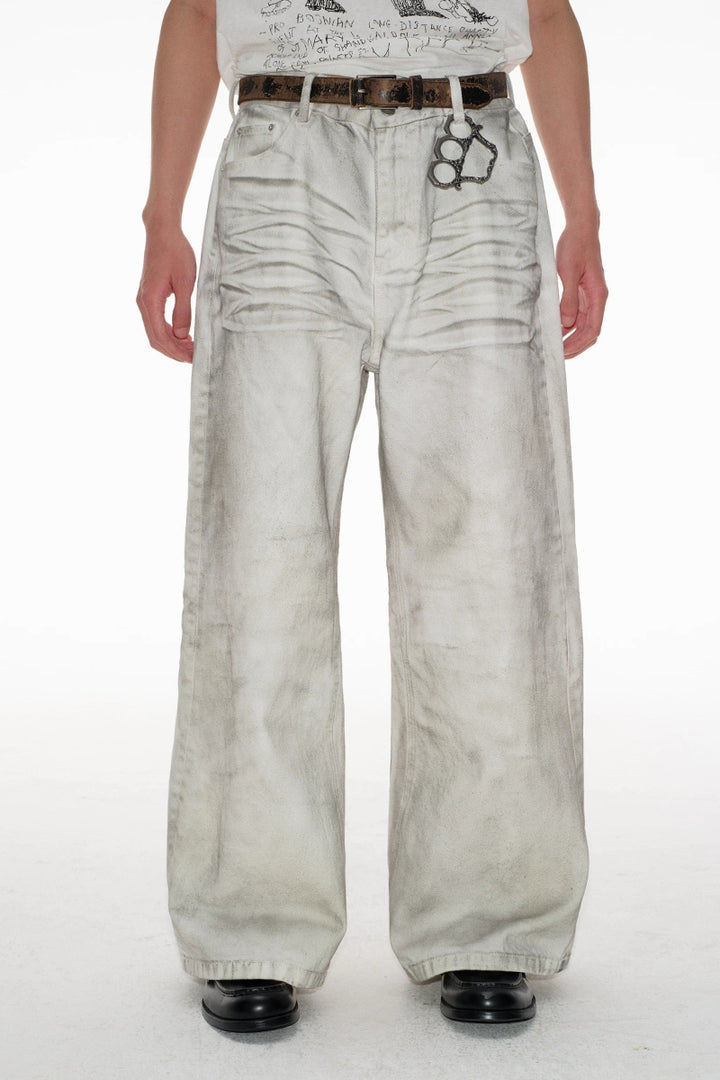 Distressed White Jeans