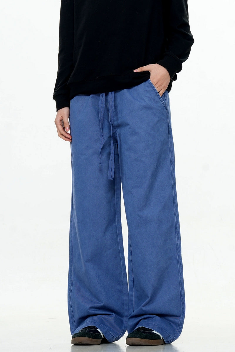French Blue Drawstring Cargo Pants