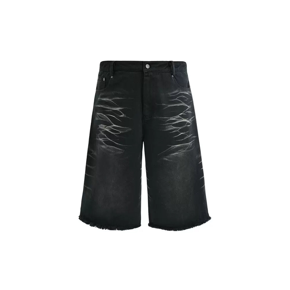 Distressed Denim Over-Knee Shorts – Copping Zone