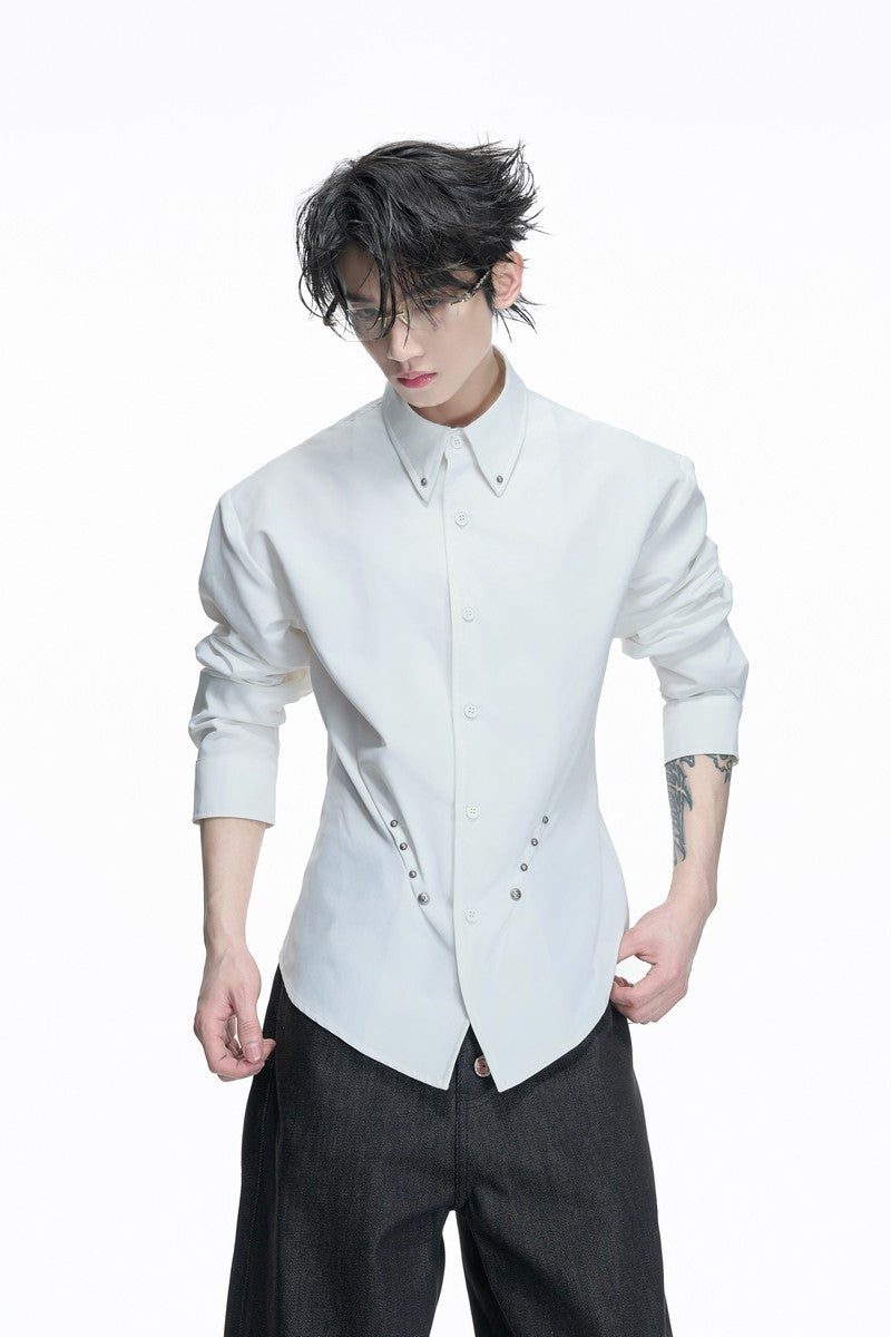 Studded Waist Pleated Shirt