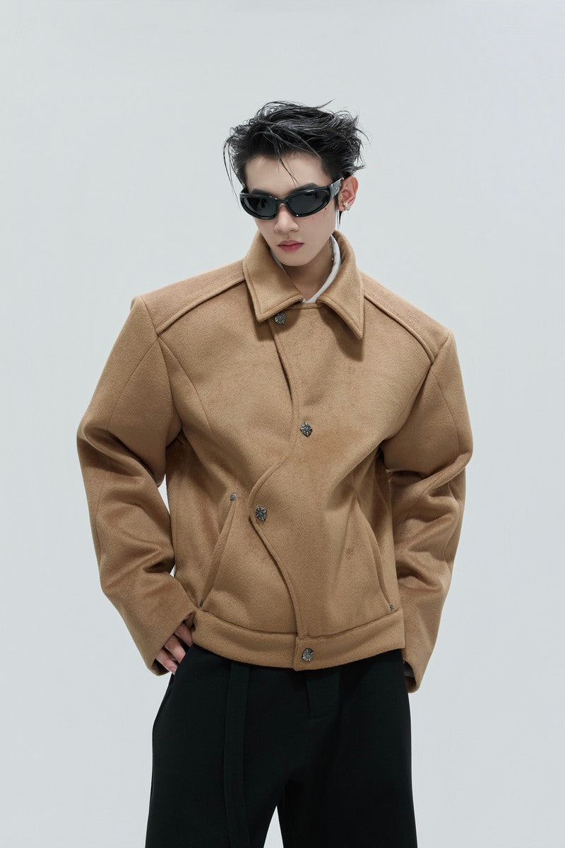 Asymmetrical Plush Wool Jacket