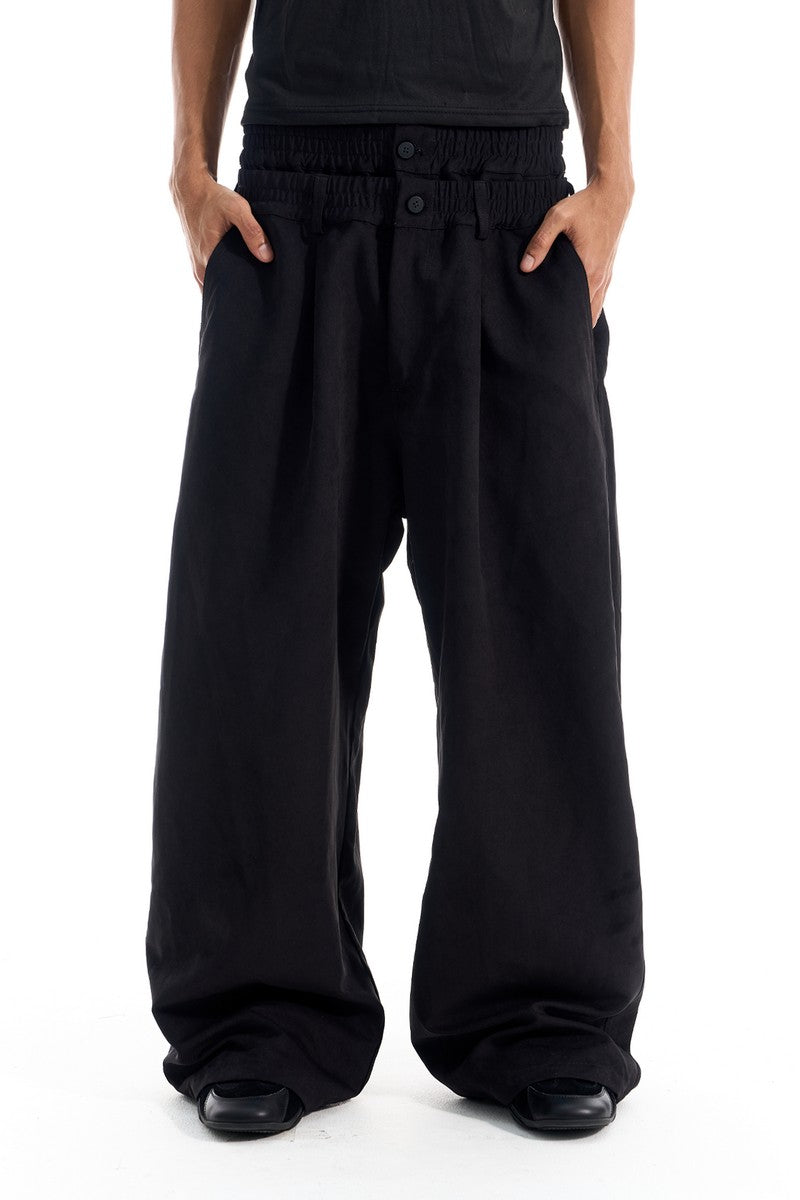 Pleated Double Waist Wide Pants
