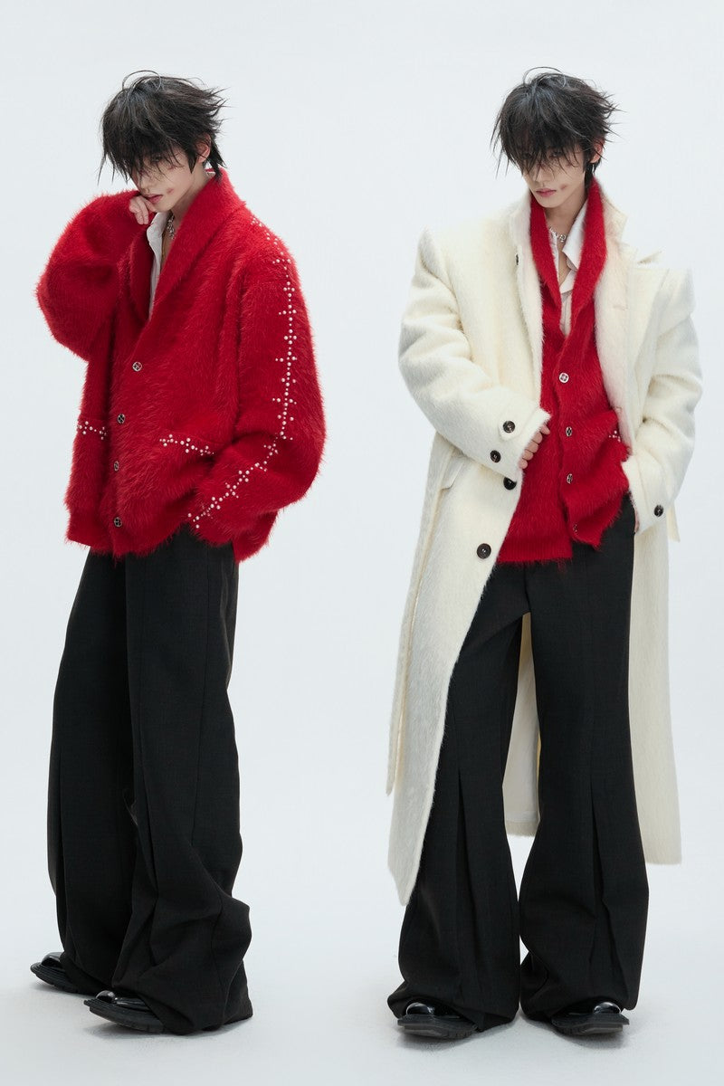 Wool Pleated Flare Trousers