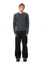 Twist Neck Waffle Henley Tee