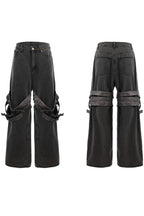 Belted Flared Distressed Jeans
