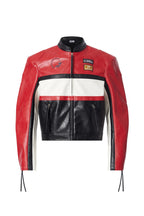 Colorblock Faux leather Biker Jacket