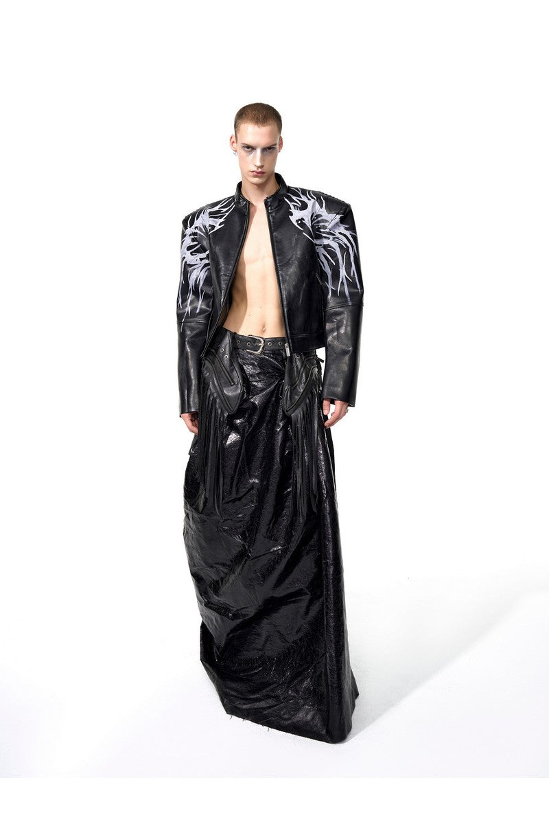 Handpainted Back Swirl Leather Jacket