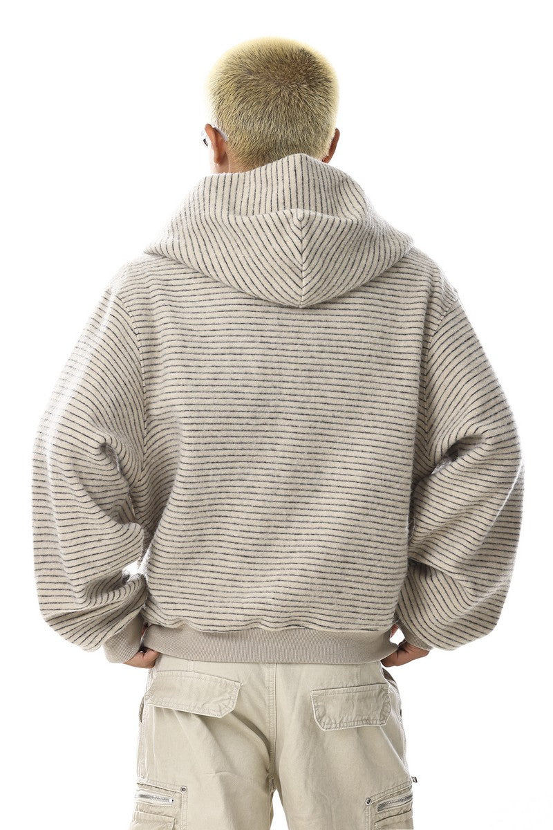 Striped Hooded Zip Sweatshirt