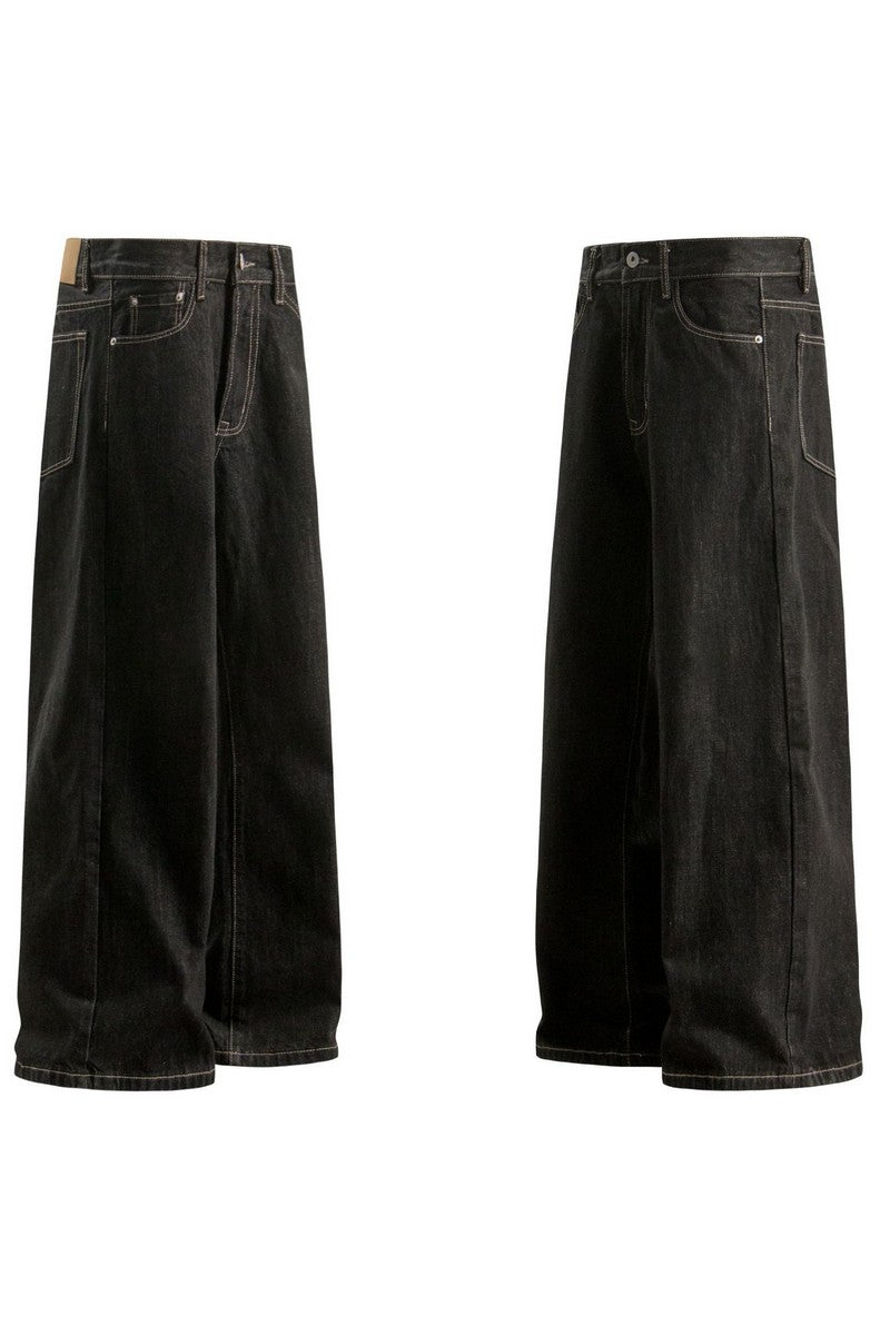 Raw Denim Wide Leg Jeans