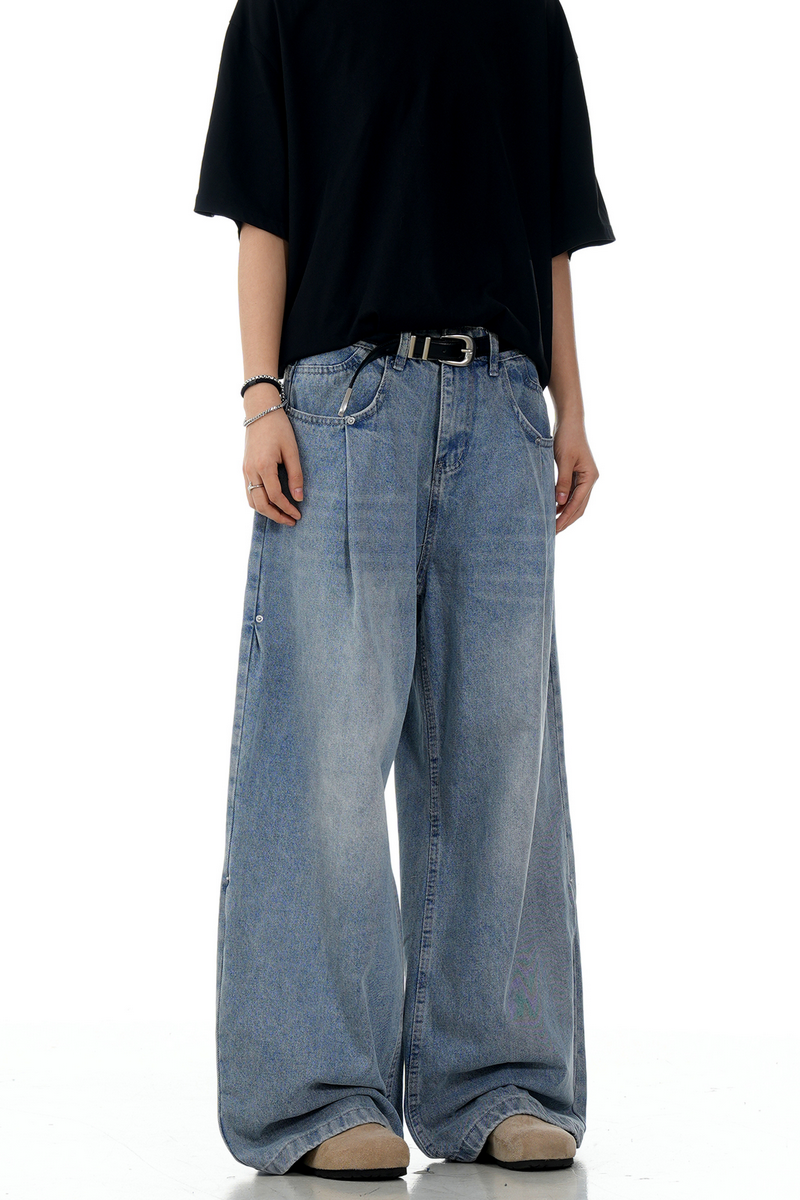 Creased Blade Wide Jeans