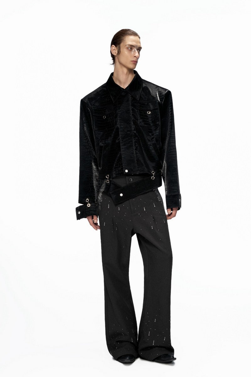 Croc Embossed Leather Jacket