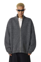 Grey Zip Knit Cardigan