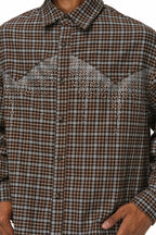 Rhinestone Plaid Shirt Jacket
