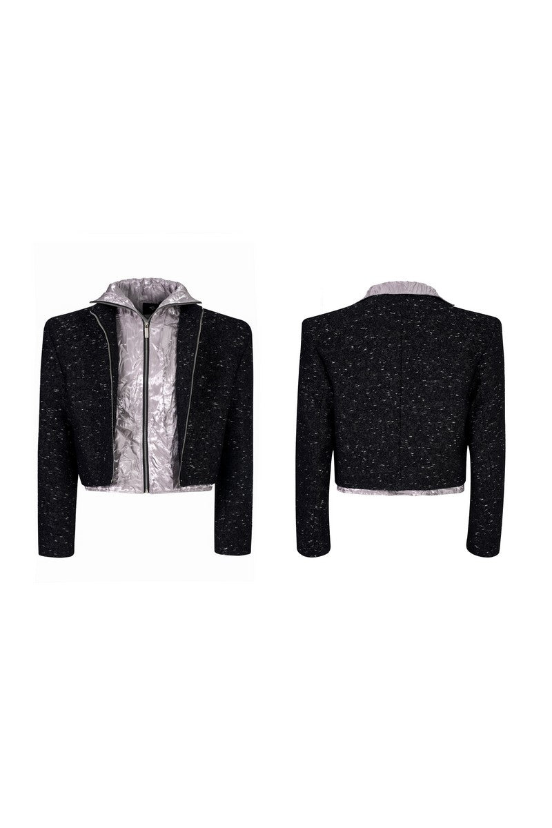 Layered Look Tweed Style Jacket