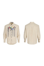 Microphone Print Striped Shirt