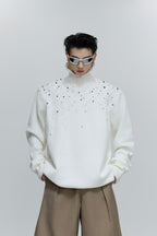 Pearl Embellished Cable Knit Sweater