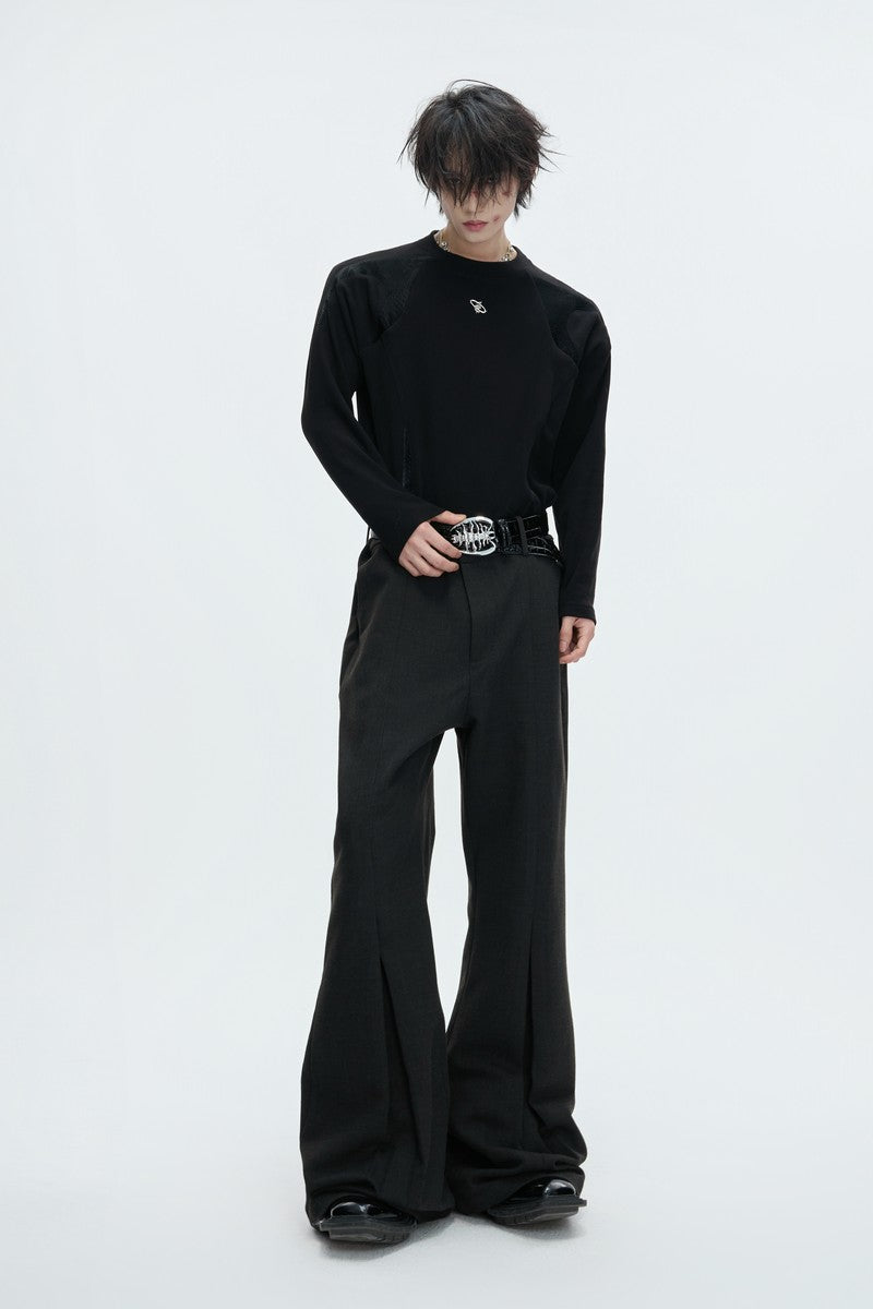 Ribbed Cotton Leather Patch Tee