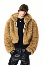Faux Mink Hooded Fur Jacket