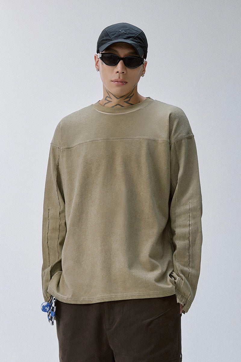Distressed Patchwork Long Sleeve Tee