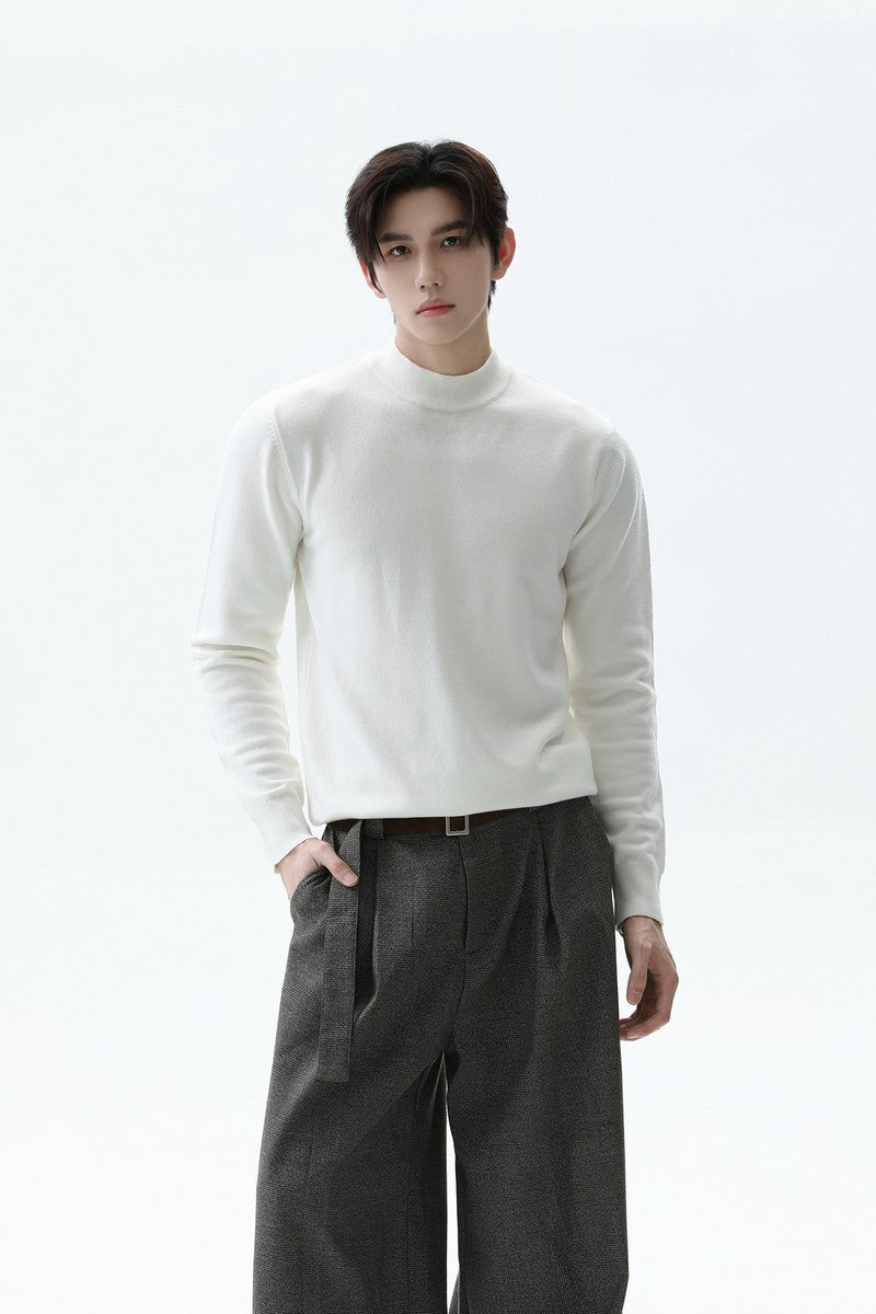 Wool Blend Mock Neck Sweater