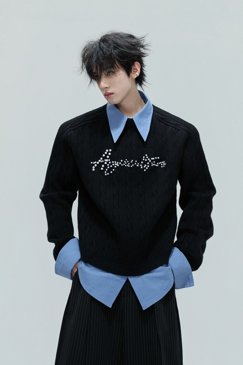 Layered Pearl Knit Sweater