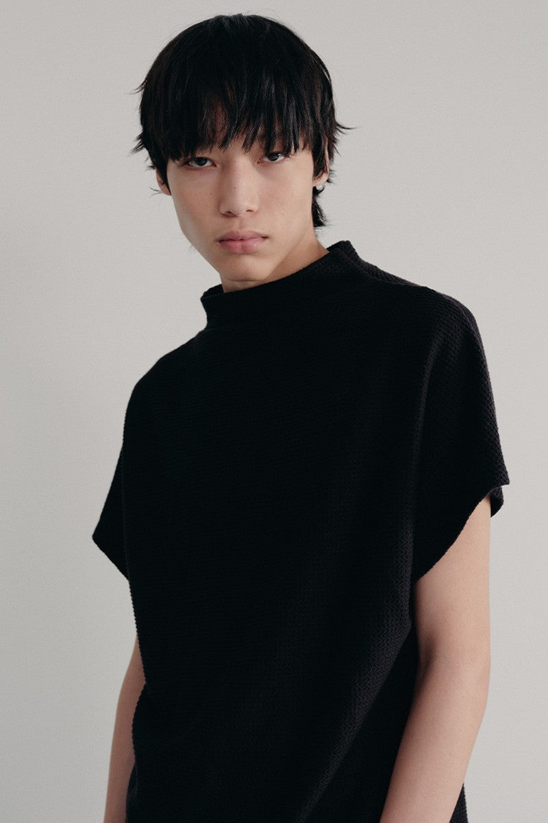 Textured Cowl Sleeve Tee