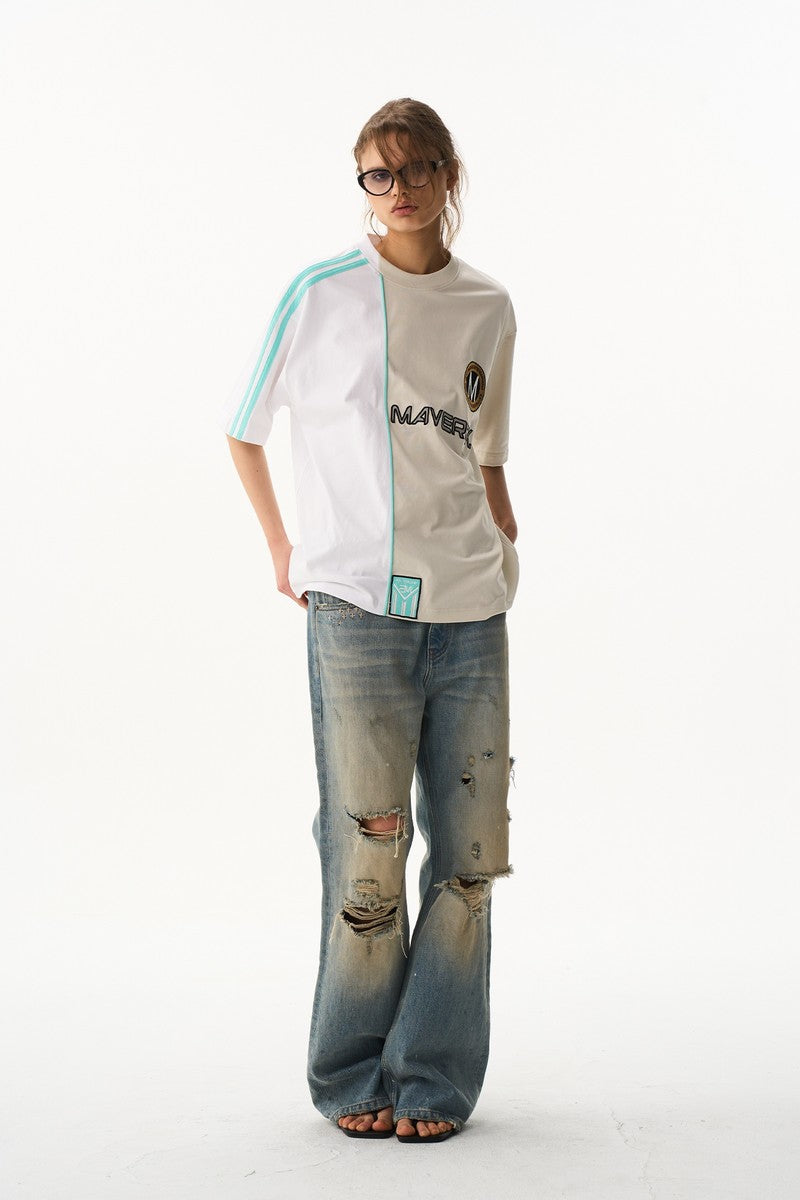 Colorblock Panel Embroidered Tee