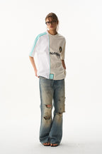 Colorblock Panel Embroidered Tee