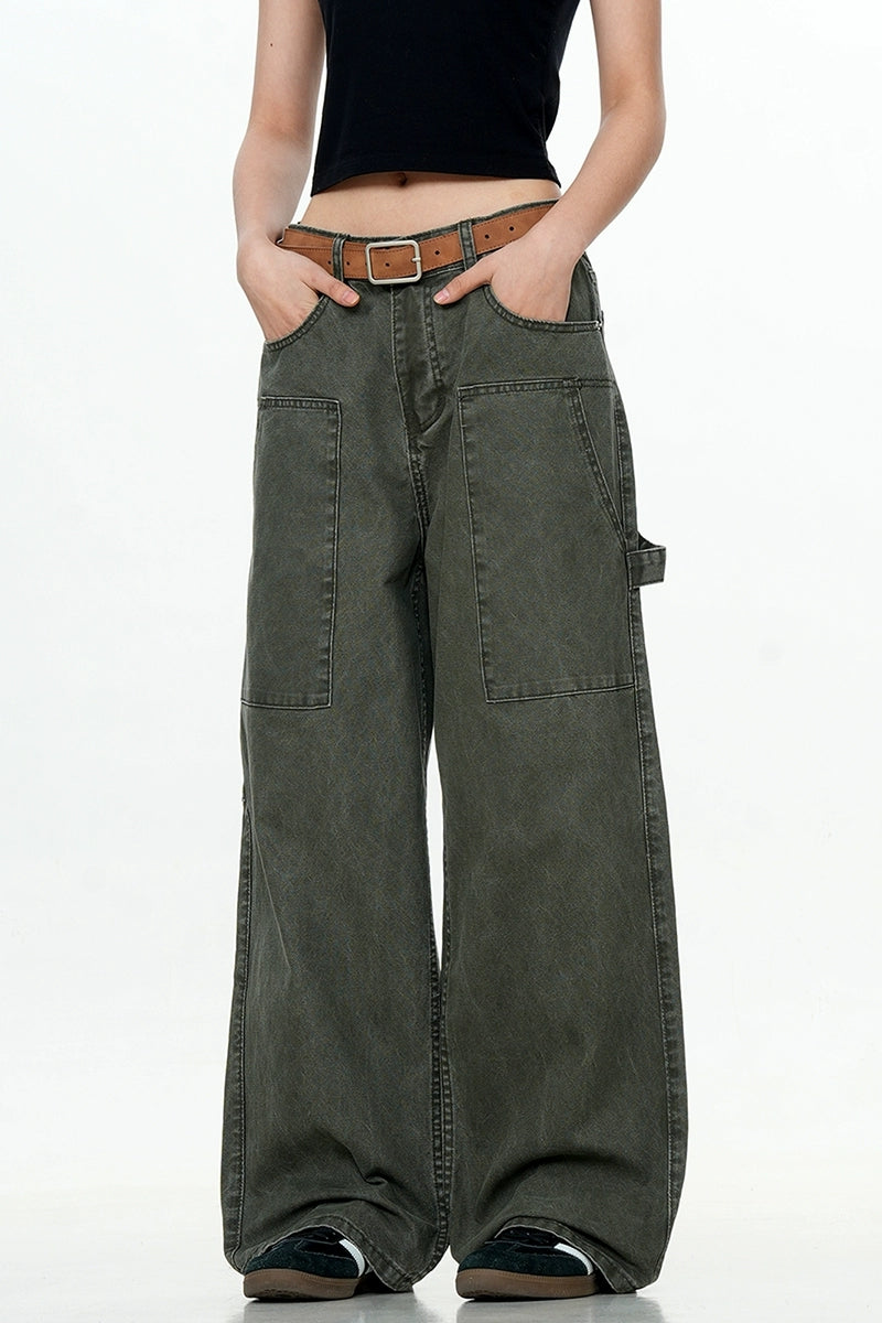 Patchwork Wide-Leg Cargo Pants