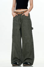 Patchwork Wide-Leg Cargo Pants