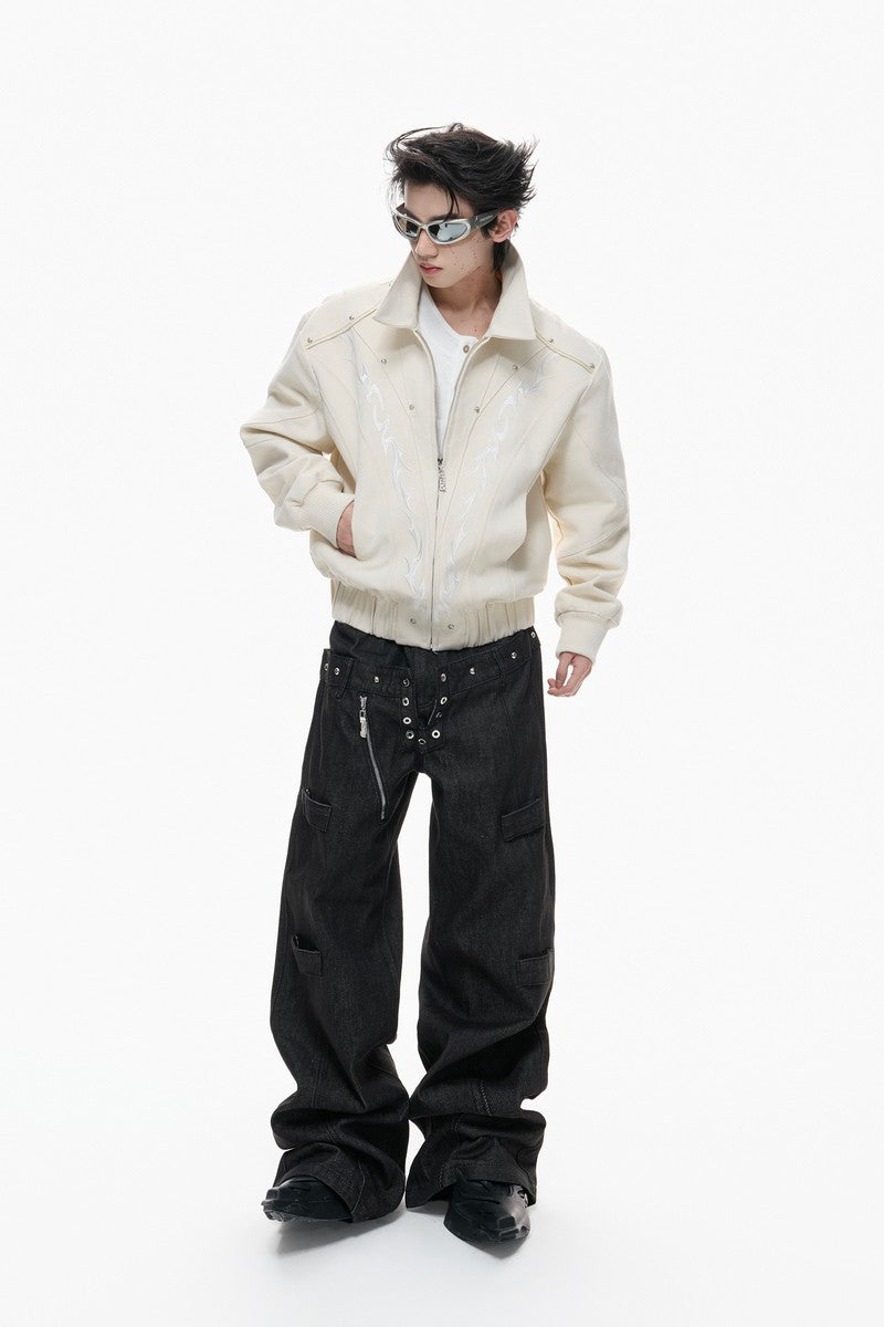 Washed Canvas Studded Jacket