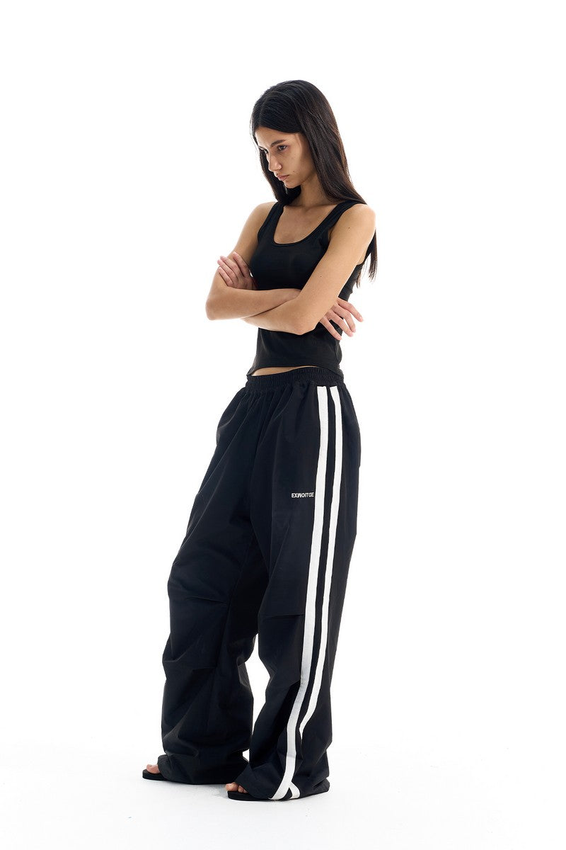 Vintage Pleated Stripe Track Pants