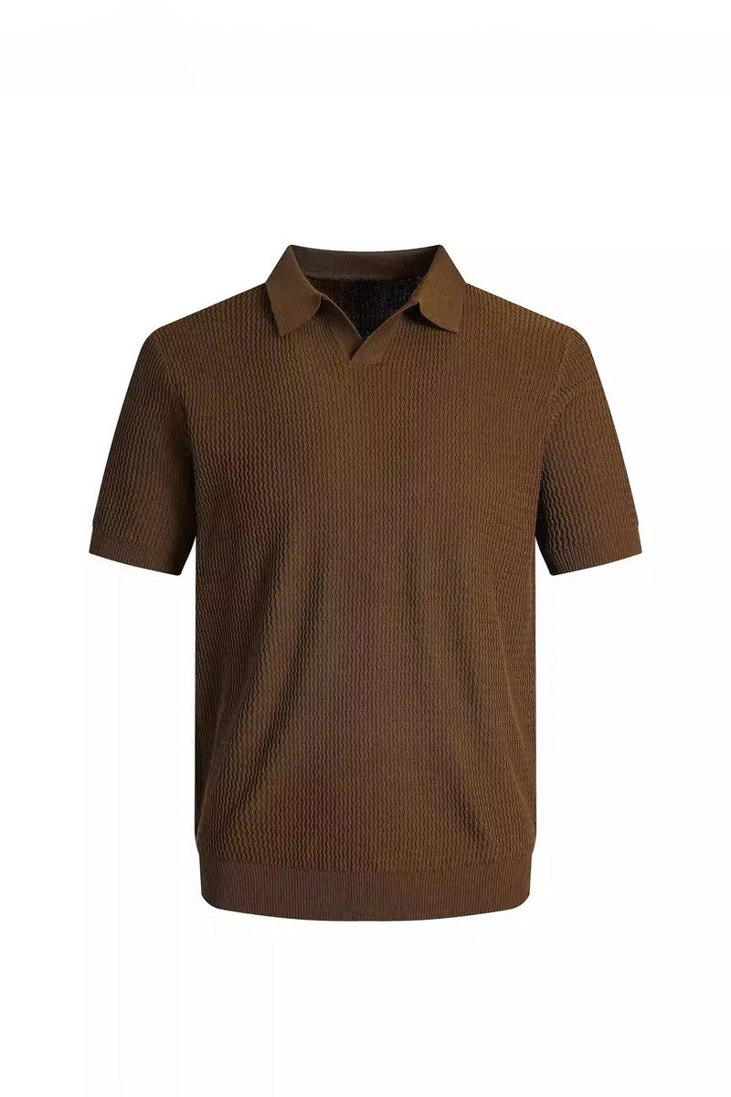 Textured Silk Knit Polo